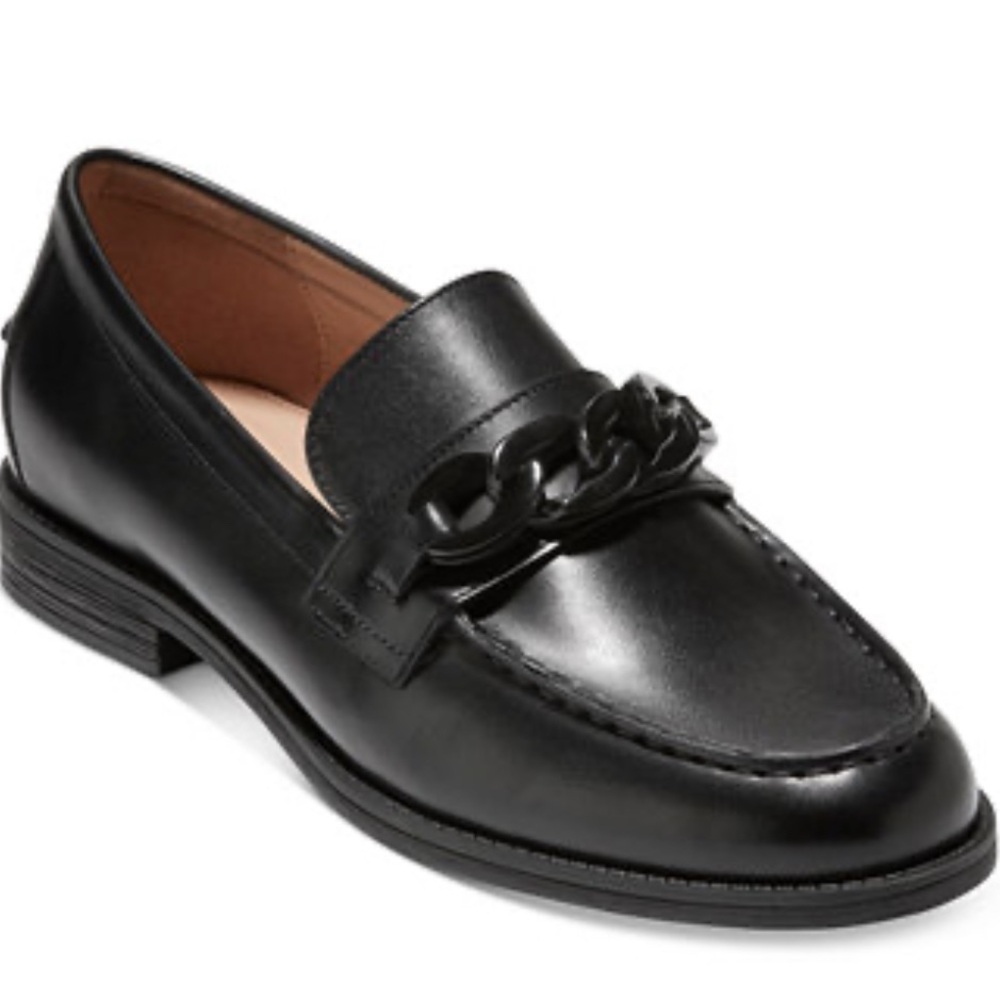 Cole Haan Stassi Chain Leather Loafer, Shoe Black Size 5B